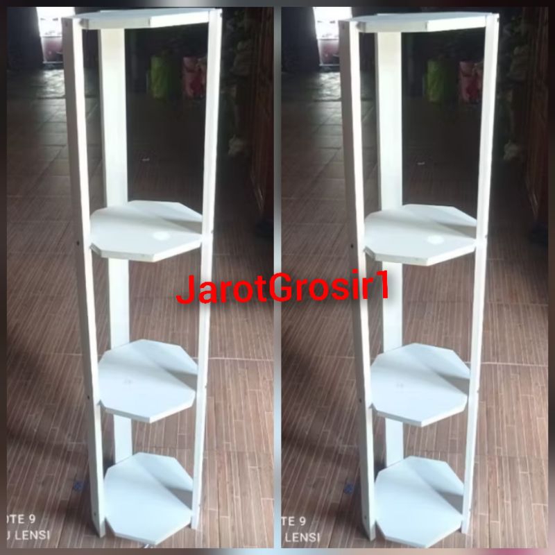RAK BUNGA SUDUT RUANGAN DENGAN DESAIN SEGI DELAPAN ELEGAN // RAK KAYU // RAK RUANGAN // RAK HELM // 