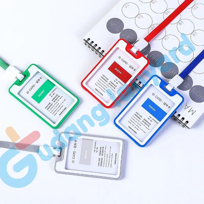 

BEKNN / holder idcard plus tali / paket frame id card dan tali bahan plastik lunak tidak pecah 2 side