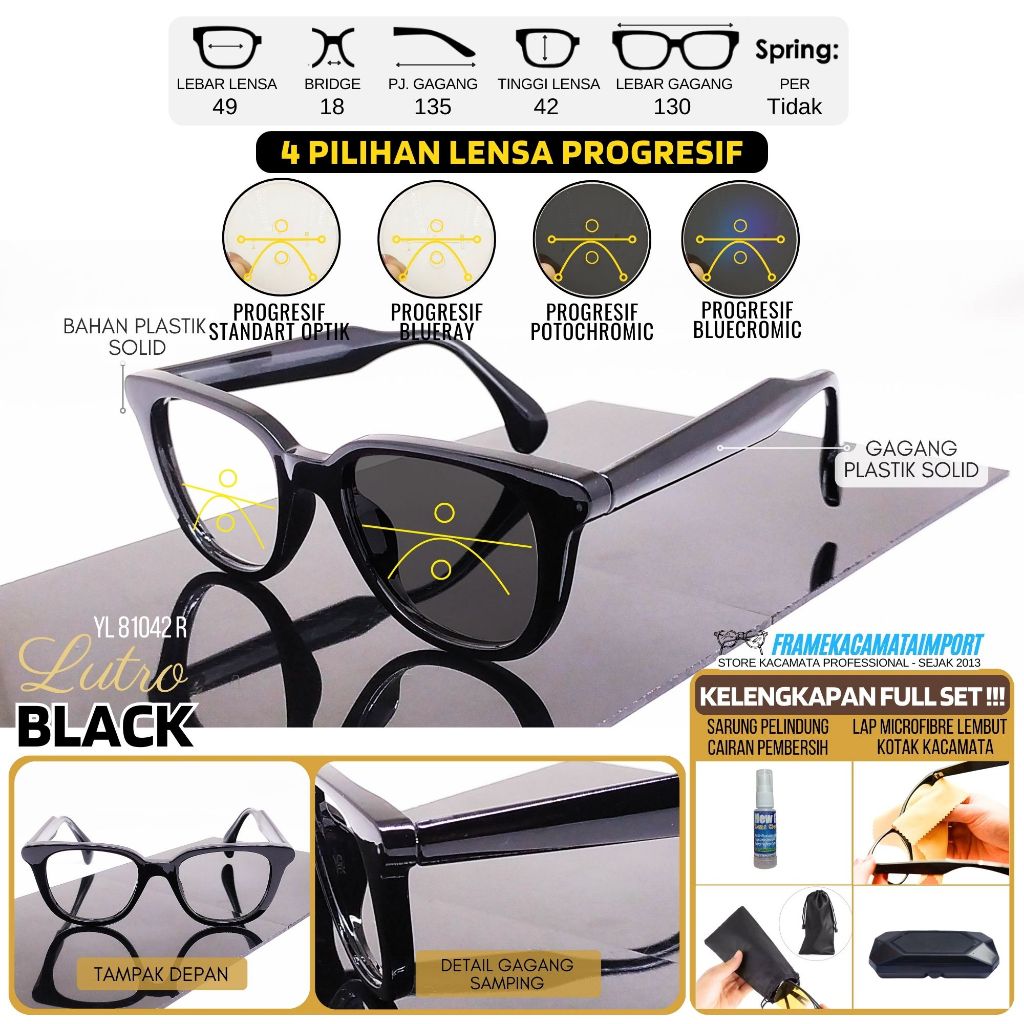 Kacamata Progresif Bluecromic Pria Wanita Kualitas Optik