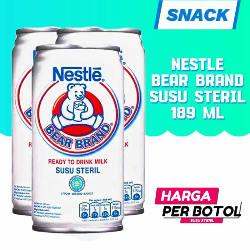 

Nestle Bear Brand 189 Ml, Susu Steril, Susu Beruang