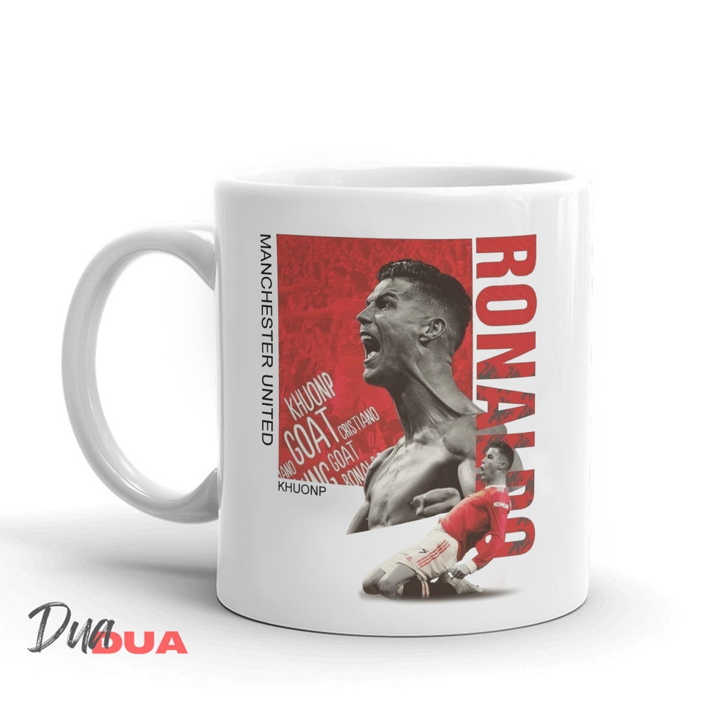 Mug Gelas Ronaldo Manchester United Team Cangkir Cristiano Ronaldo Face Art CR7 MU Red Devil