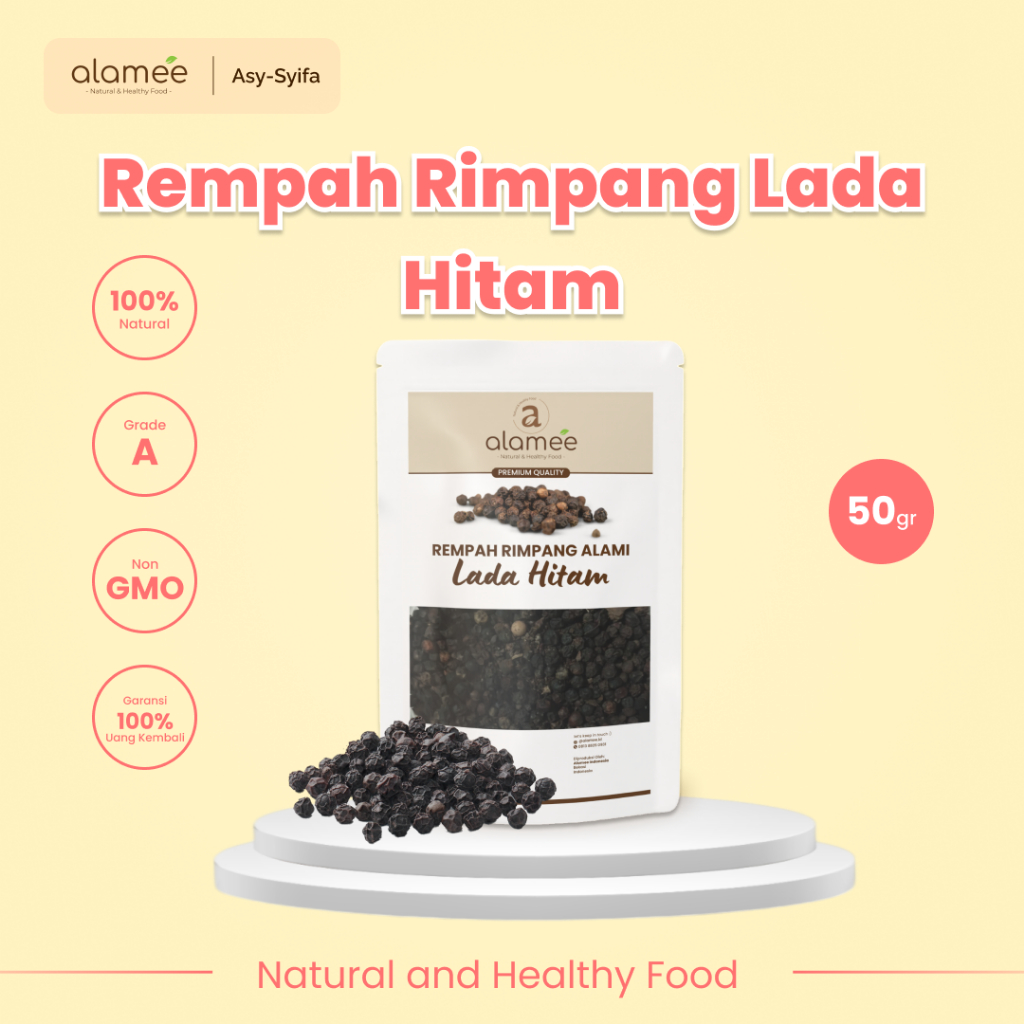 

ALAMEE Lada Hitam Biji Organik Utuh Whole Black Pepper Blackpepper Rempah Rimpang Organik Alami 50g