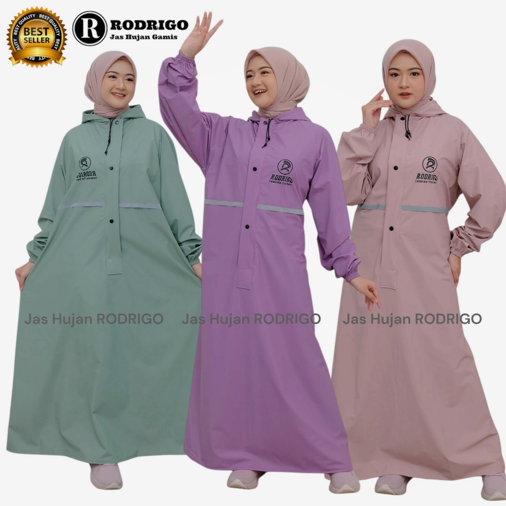 MANTOL JAS HUJAN GAMIS RODRIGO PREMIUM HIJABER WATERPROOF BAHAN PVC TEBAL ELASTIS dan AWET