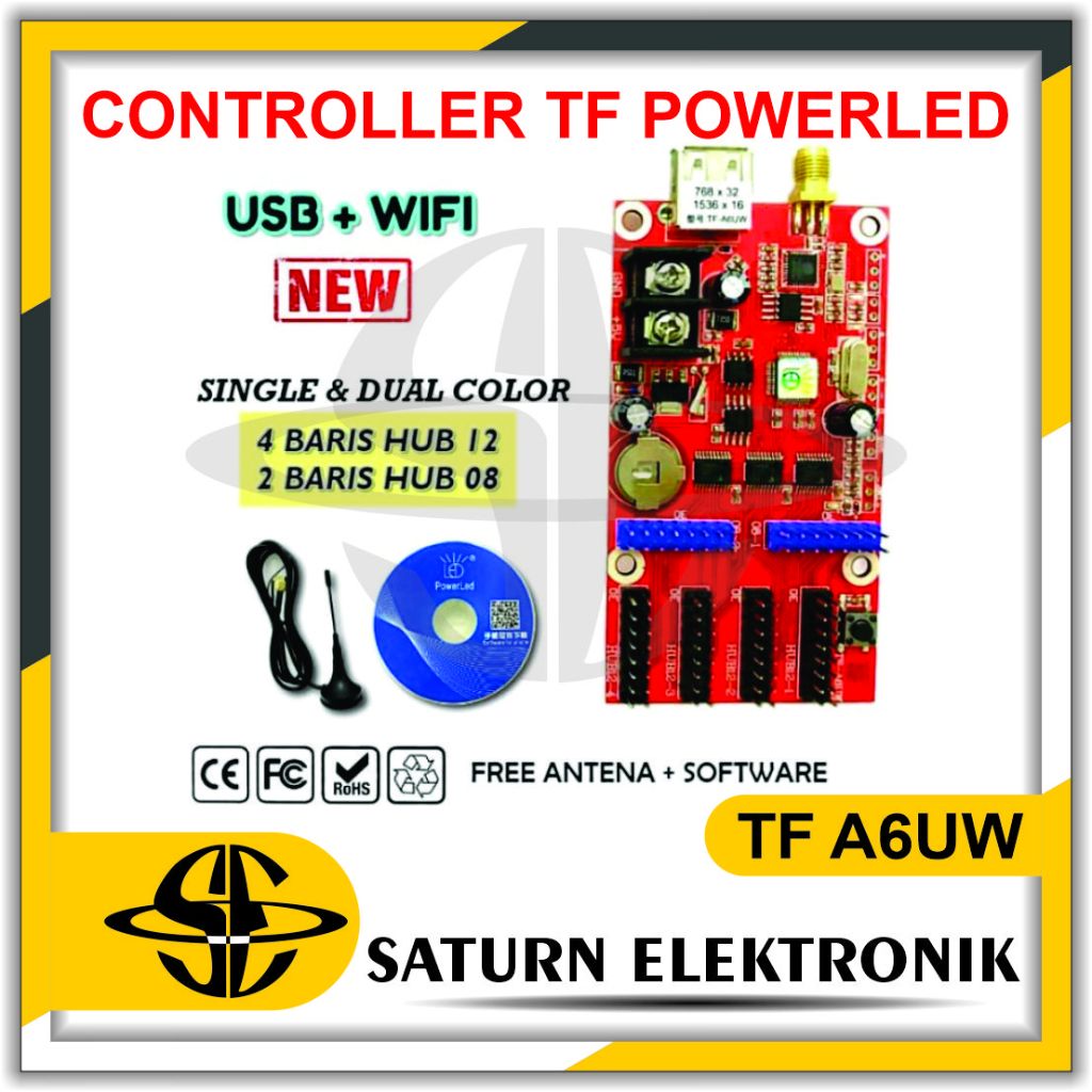 TF-A6UW CONTROLLER WIFI RUNNING TEXT DAN ANTENA