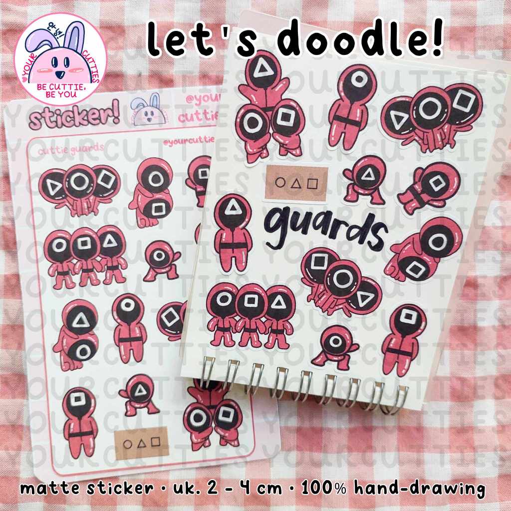 

[SHEET] STIKER CUTTIE GUARDS PINK PENJAGA SQUID GAME DOODLE JURNAL BUJO PLANNER LUCU MURAH