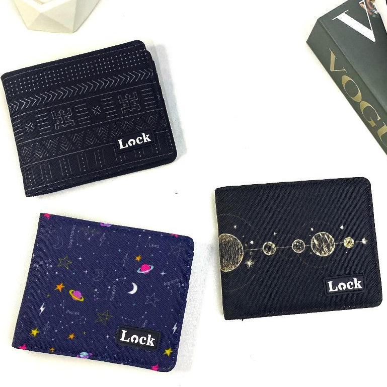 Dompet Pria Motif Kulit Kanvas Lipat Pendek Anti Air Keren LWS27