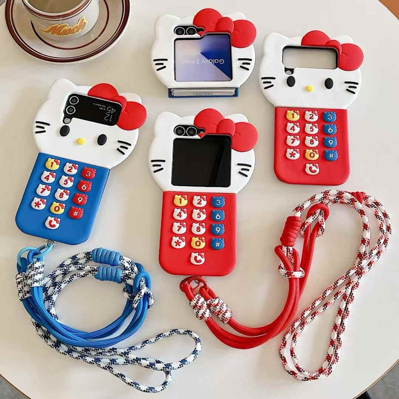 New Model Case Zflip Hellokitty Sanrio Calculator Hello Kitty Jelly Silicone With Chain Gantungan Hp