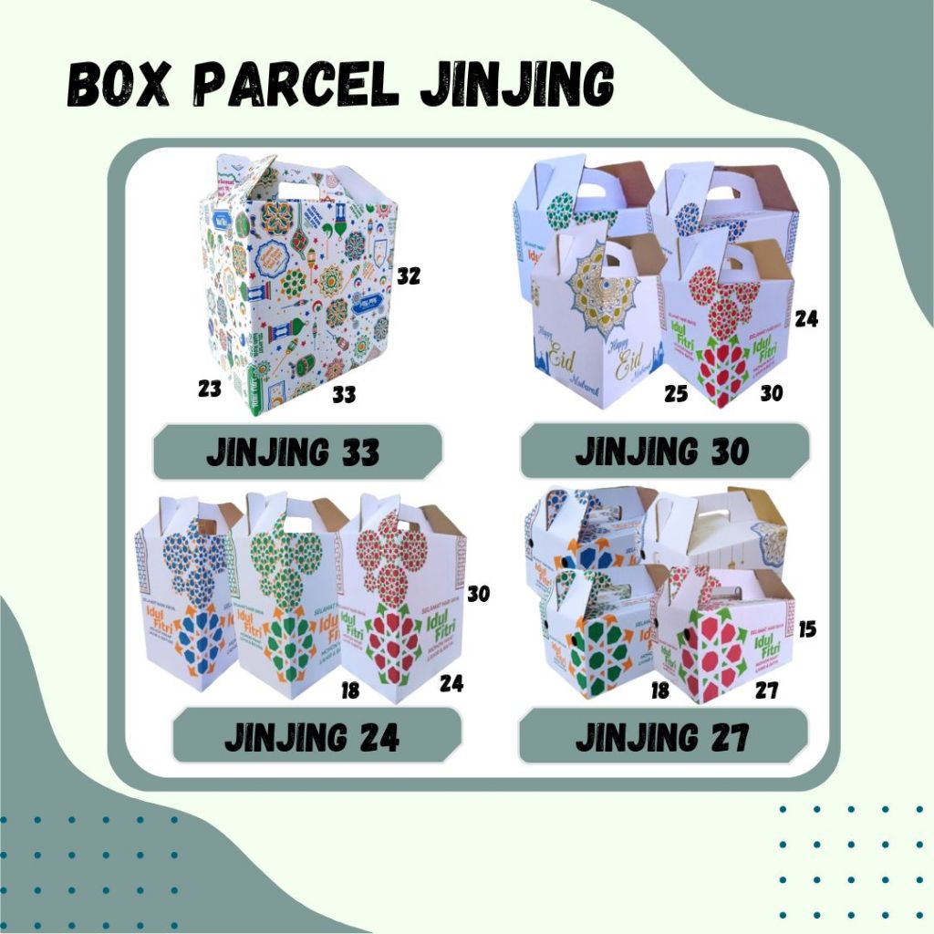 

Box Parcel Jinjing 33x23x32 / 30x25x24 / 24x18x30 / 27x18x15 Box Lebaran Kardus Packing/Parcel/Bingkisan Lebaran/idul Fitri/Kardus Besar Paket sembako/hampers/Bingkisan/eid mubarak/Oleh oleh/Motif/JInjing 33/jinjing 30/ jinjing 24/ jinjing 27