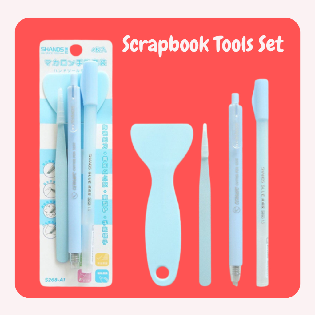 

Set 4 -Piece Tweezer Lem Stik Sekop Cutter Burin Penjepit Sticker Scrapbook Stiker Buku Jurnal Tools