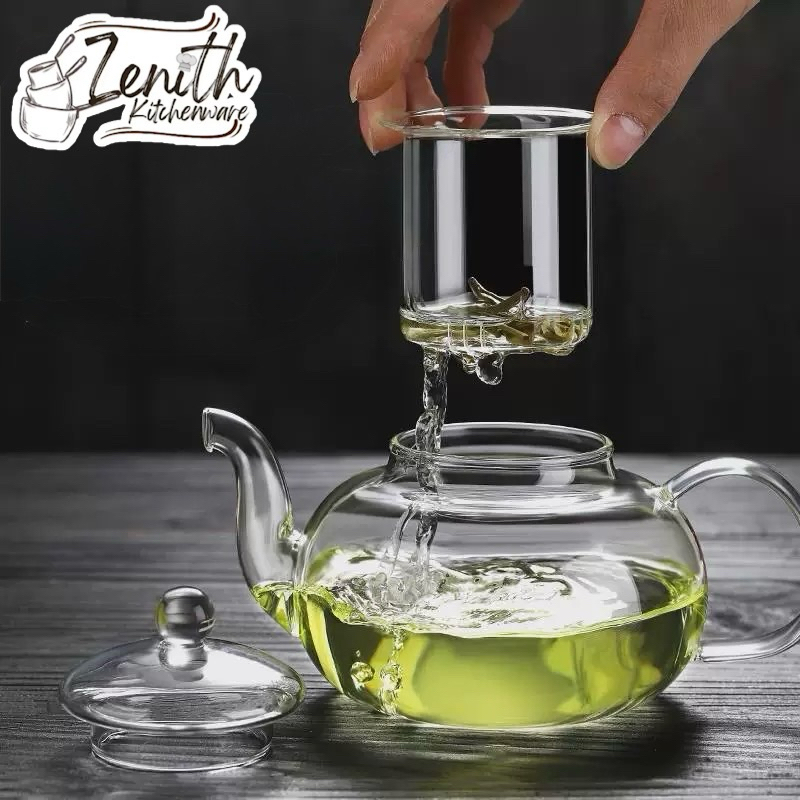 TEAPOT KACA 1000ml+ SARINGAN KACA / PITCHER GLASS TEAPOT/ TEKO KACA SARINGAN TEH