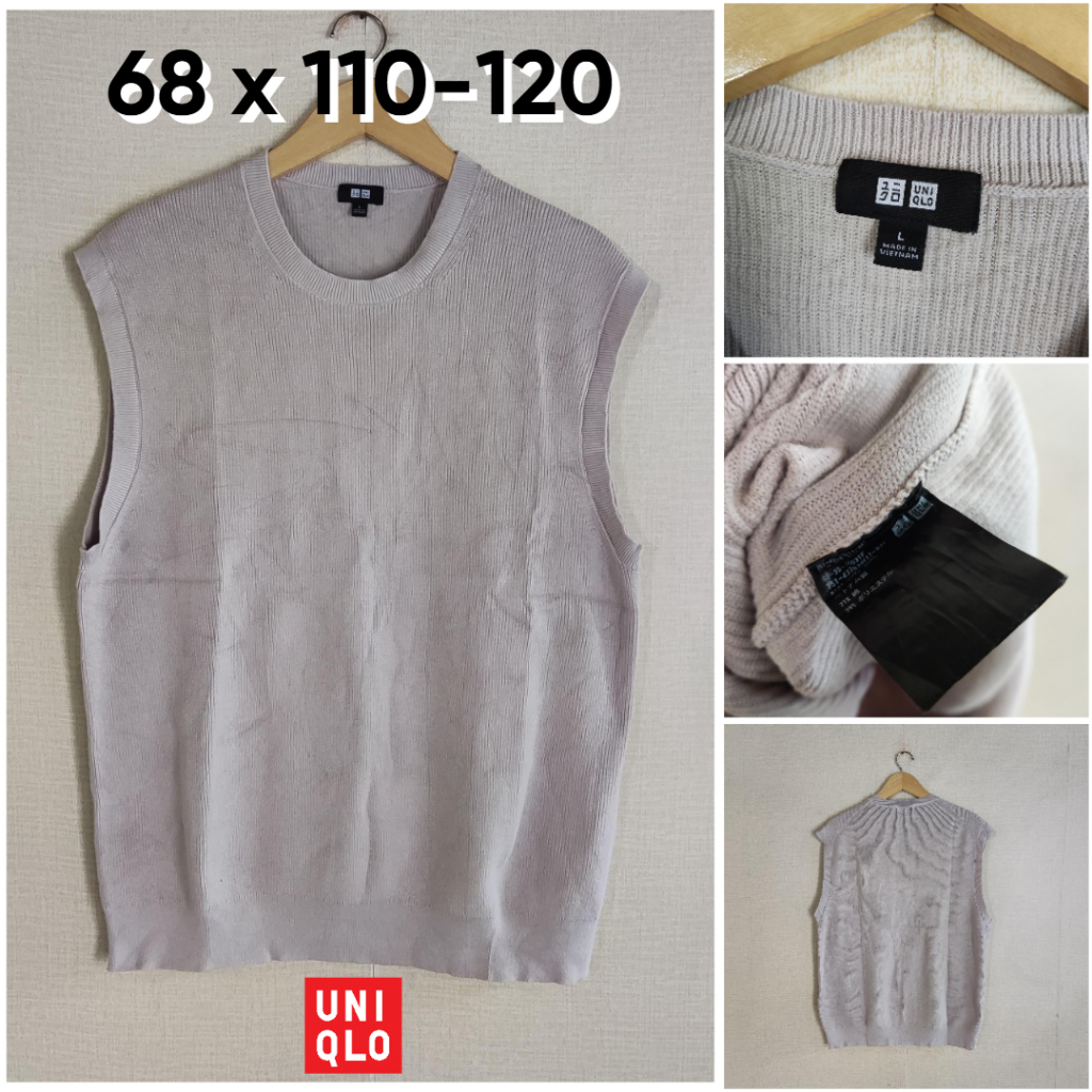 Vest Rajut UNIQLO Coklat Size L Pria Wanita Atasan Outer Rompi Knit JH007
