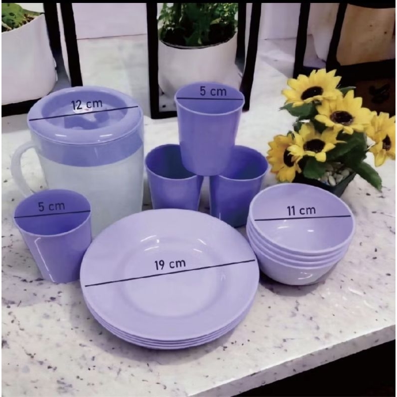 Promo Peralatan Makan Set Teko Piring Mangkok Gelas Plastik