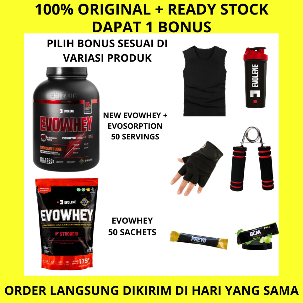 NEW Evowhey + Evosorption Evolene Whey Protein 50 sajian1,55kg 1,550 gram evowhey 50 serving evo whe