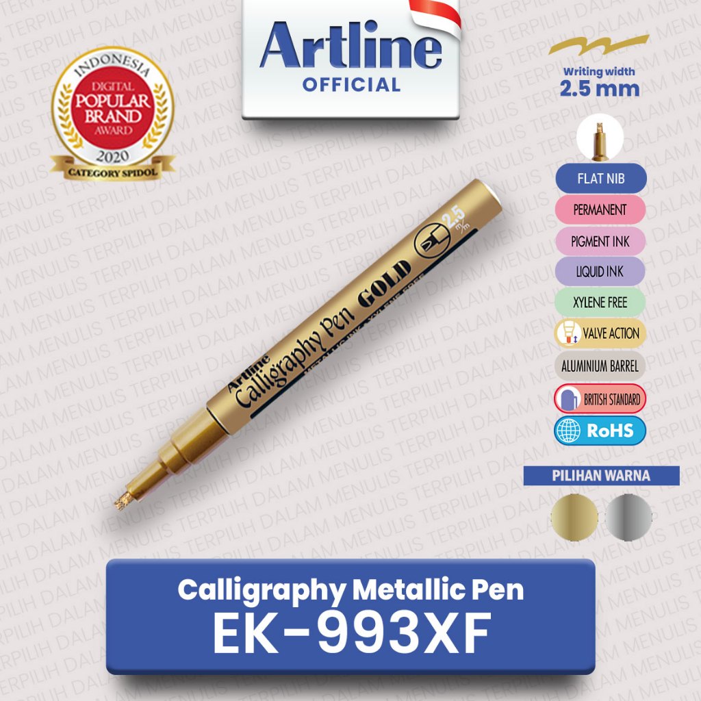 

(LIVE) ARTLINE Spidol Calligraphy Pen Metallic Ink Marker EK-993XF 2