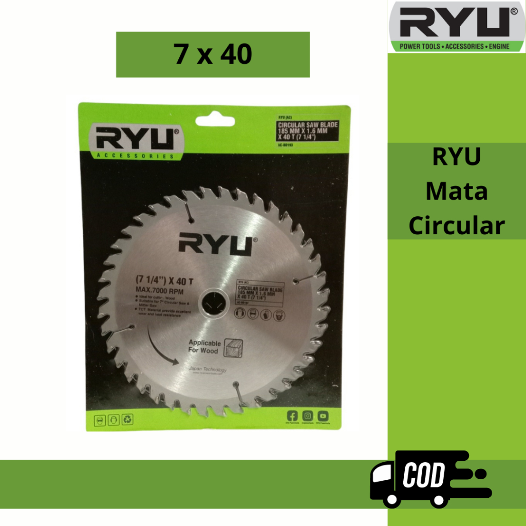 RYU Mata Circular Saw 7 inch Circular Saw Blade 7" inch mata gergaji putar TCT