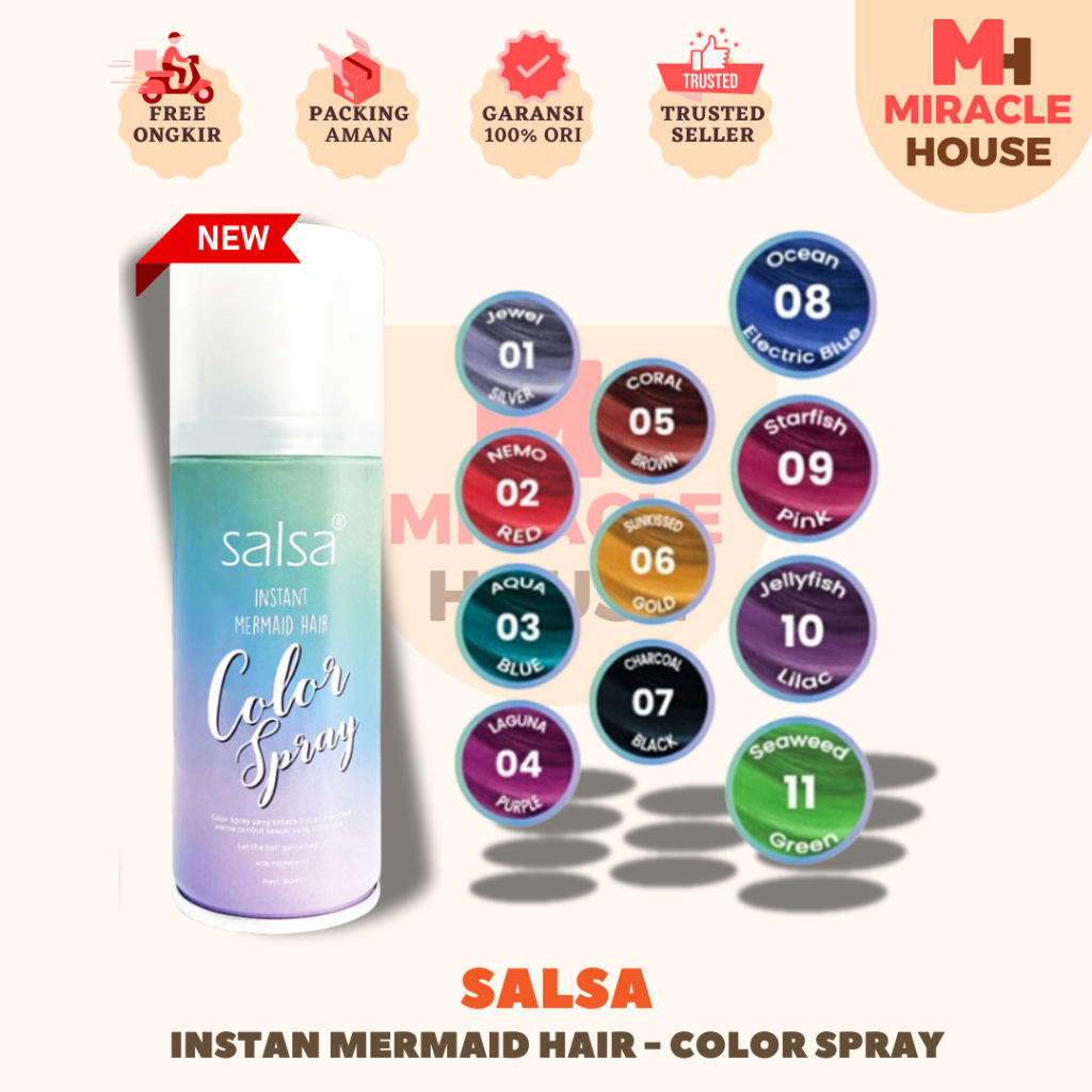 ✨Miracle House✨ SALSA Instant Mermaid Hair Color Spray - Semir Rambut Temporary warna rambut semprot