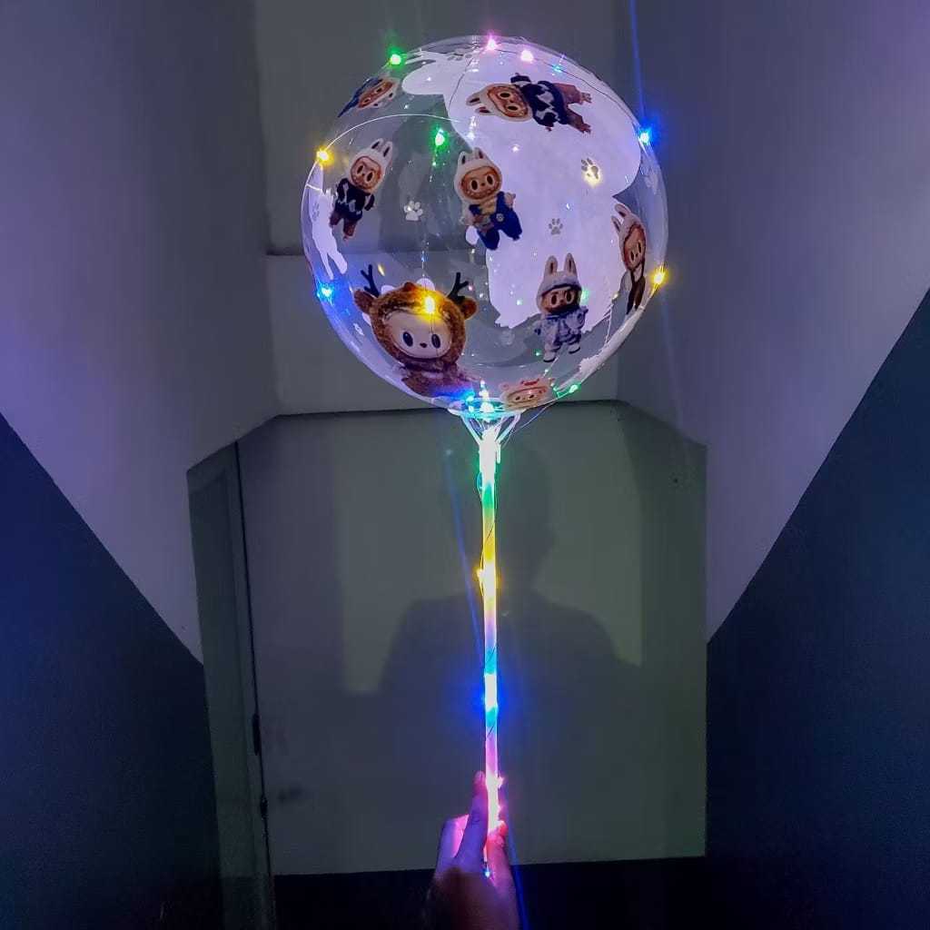 Isi 2 Pcs Mainan Stick Balon LED Rainbow Warna Warni Karakter Random Lampu LED Kelap Kelip Super Ter