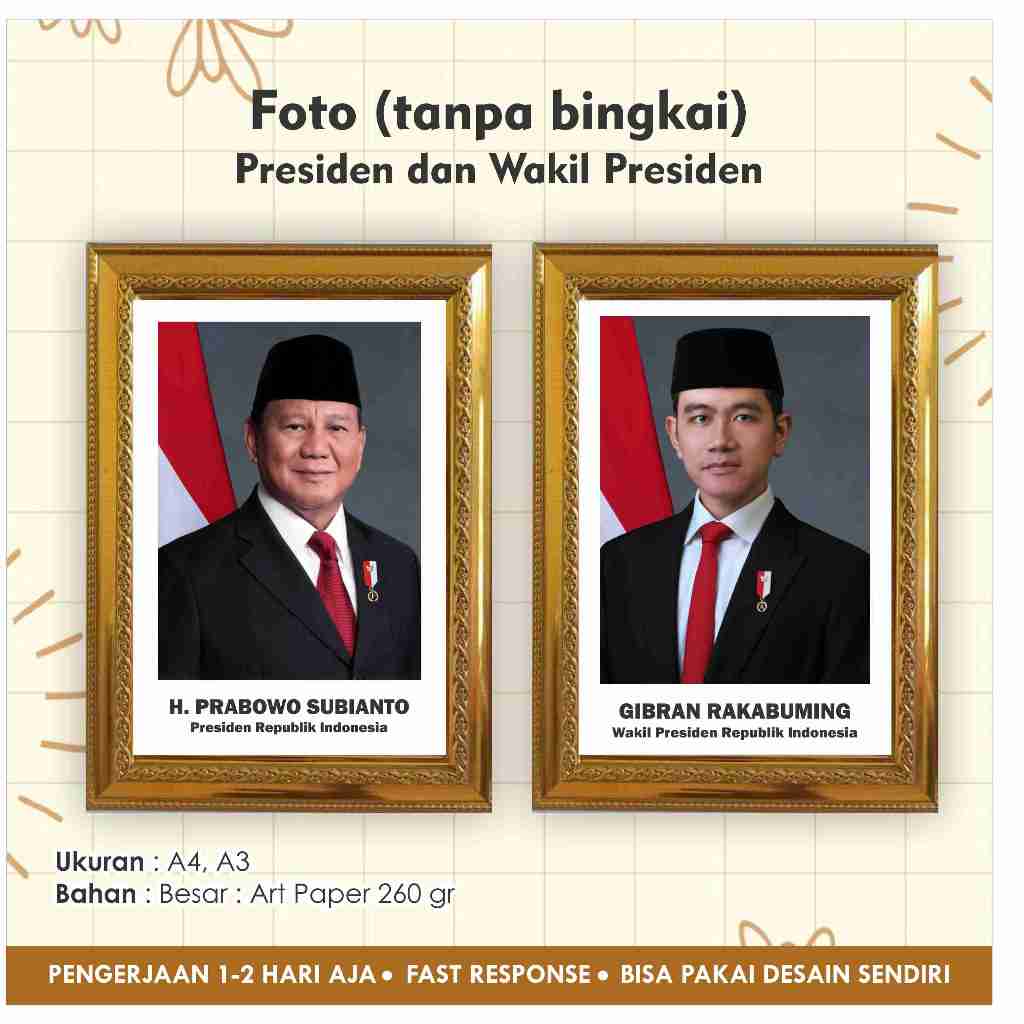 

Foto presiden dan Wakil presiden Indonesa 2024 - 2029 Prabowo - Gibran / Presiden dan Wapres