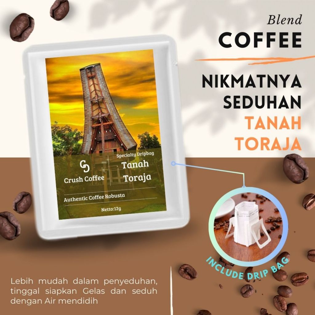 

Kopi Sachet Tanah Toraja Bubuk Robusta Instan Original Dripbag Tubruk Coffee Premium