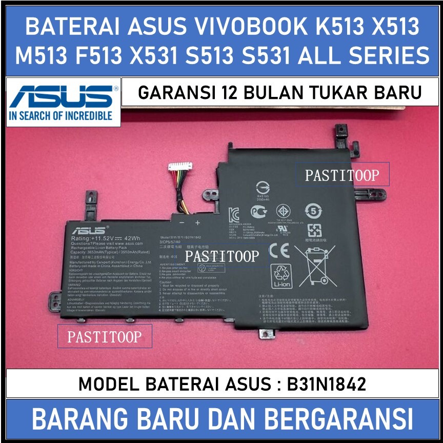 Baterai Laptop Asus Vivobook 15 OLED M513 M513U M513UA M513I M513IA B31N1842 Original