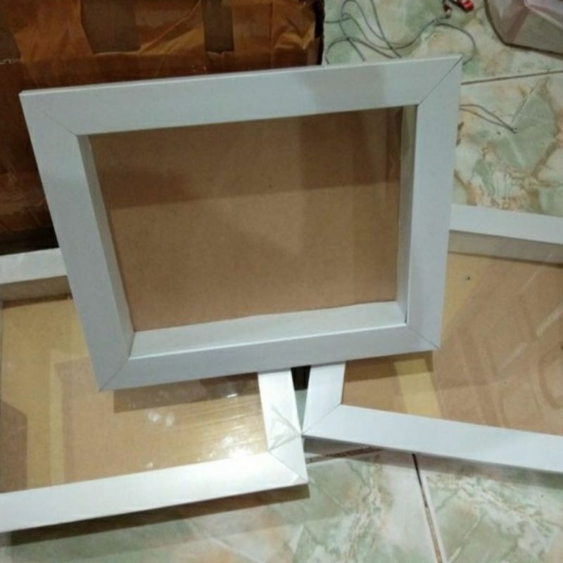Pigura Fiber putih pigura pop up 20x30 3D
