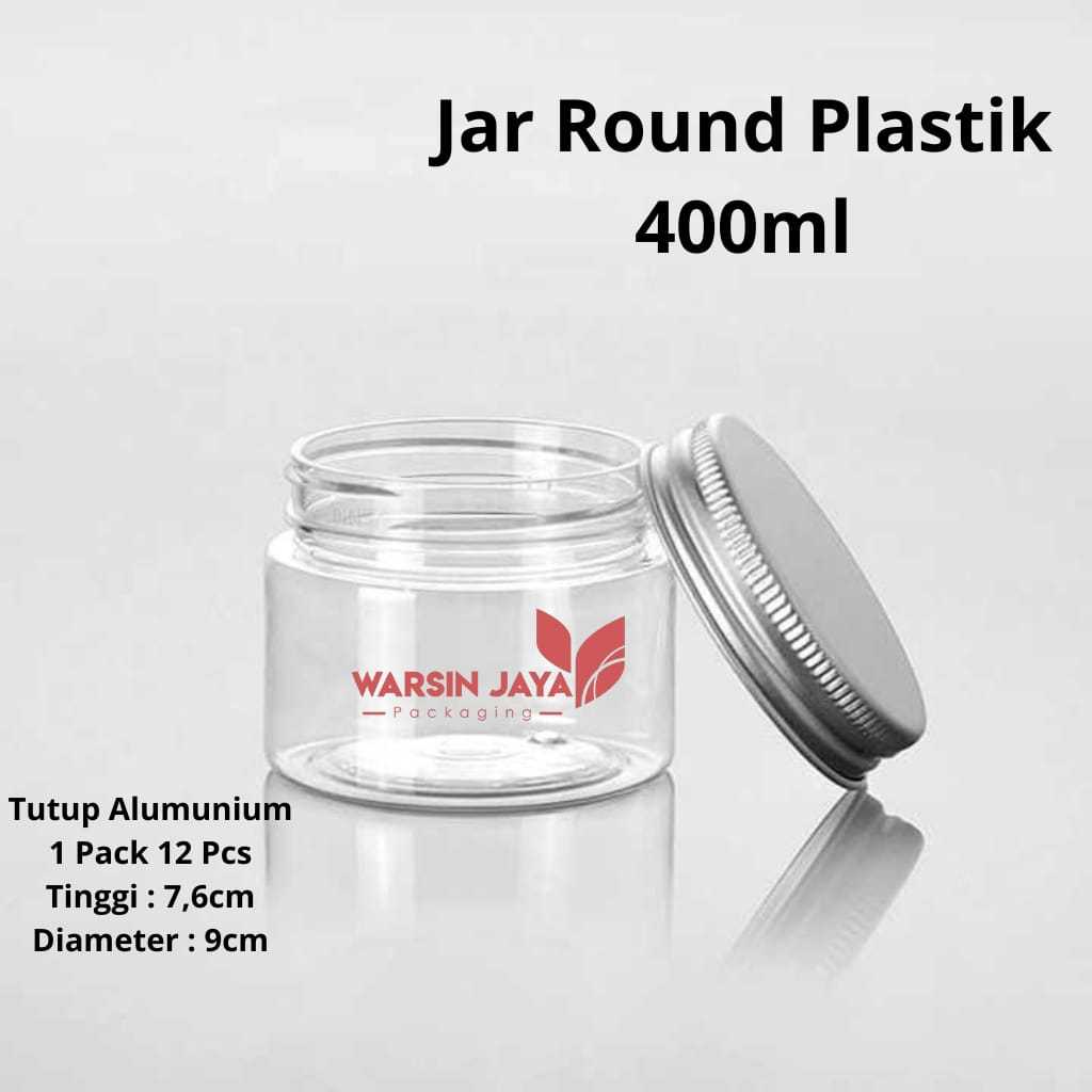 JAR ROUND PLASTIK  400ML TUTUP ALUMUNIUM FOIL