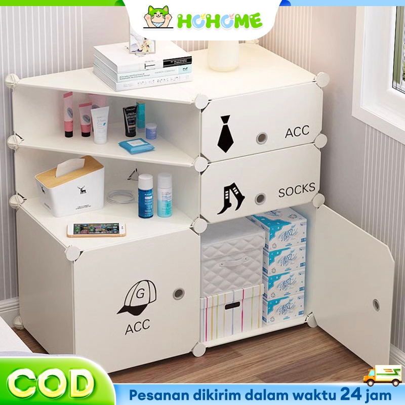 Putih meja nakas minimalis/Bedside Table/lemari pakaian plastik