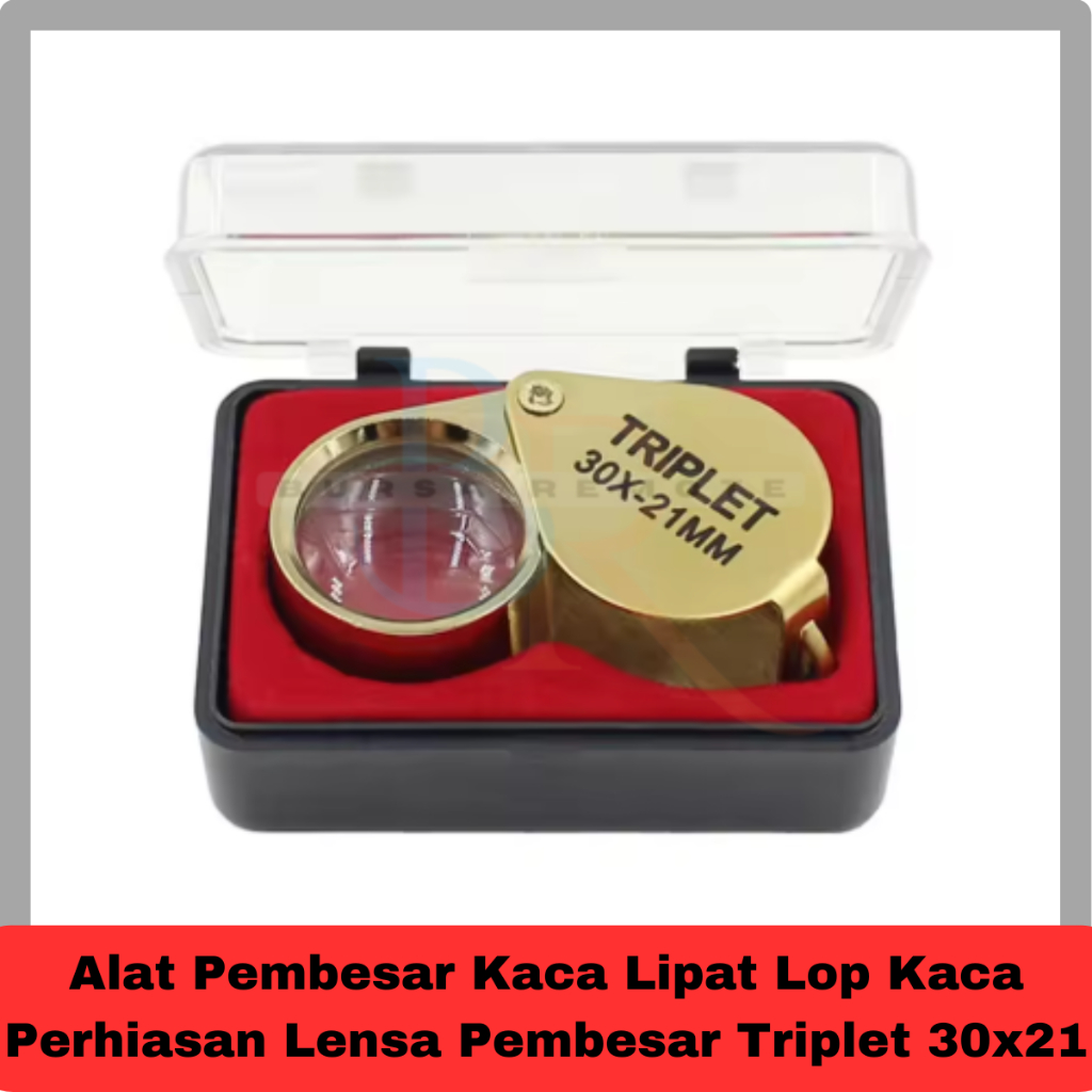 

Alat Pembesar Kaca Lipat Lop Kaca Perhiasan Lensa Pembesar Triplet 30x21 Emas