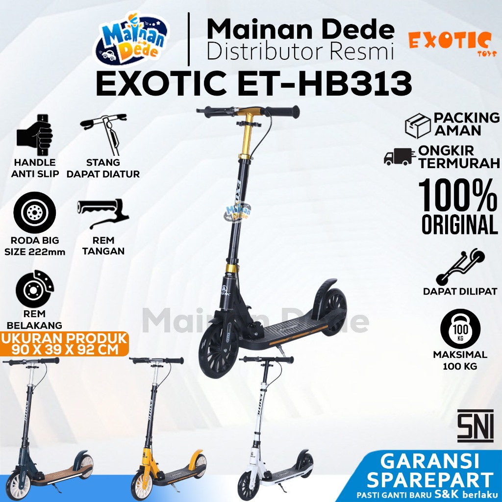 Scooter Anak EXOTIC SCOOTER BESI ET-HB313 (REM TANGAN SUSP) roda besar 200MM ET HB313 BEBAN 100KG