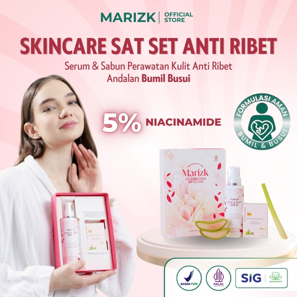 MARIZK Skincare Bumil Busui Face & Body Serum Soap Krim Cream Sabun Wajah Pemutih Dengan Niacinamide