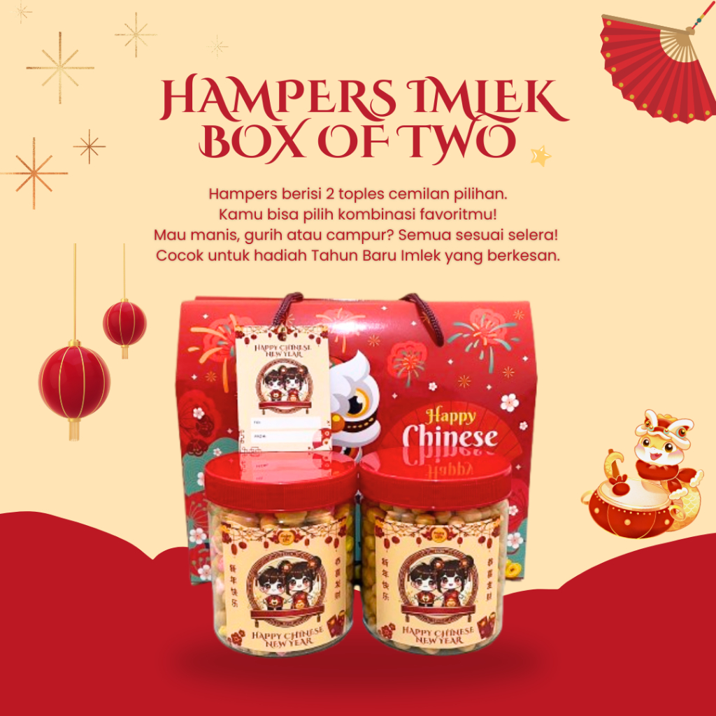 

Paket Asik Hampers Imlek Parsel Imlek Chinese New Year isi 2 Jar Snack Favorit