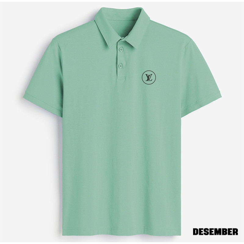 Cod..Kaos Polo Kerah Lengan Pendek Motif LV Round Hitam Keren Pria Dan Wanita Dewasa