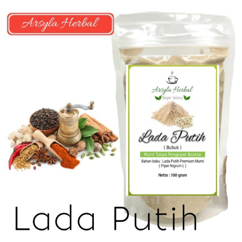 

100gram Lada Putih Bubuk Original Grade A Asli Tanpa Campuran