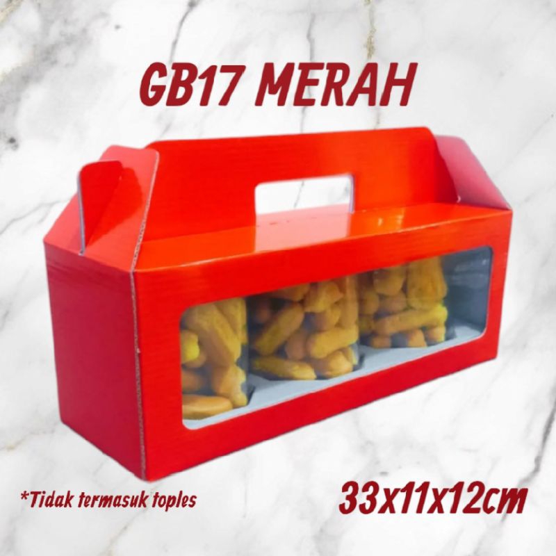 

gb17 merah - gabble box kotak kemasan makanan hampers merah 33X11X12cm
