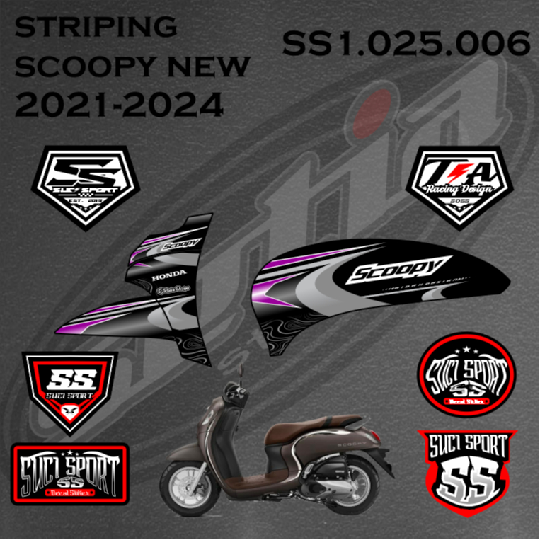 STIKER STRIPING SCOOPY NEW 2021-2024, VARIASI LISH SIMPLE MODIFIKASI, HONDA SCOOPY (SS1.025.006)