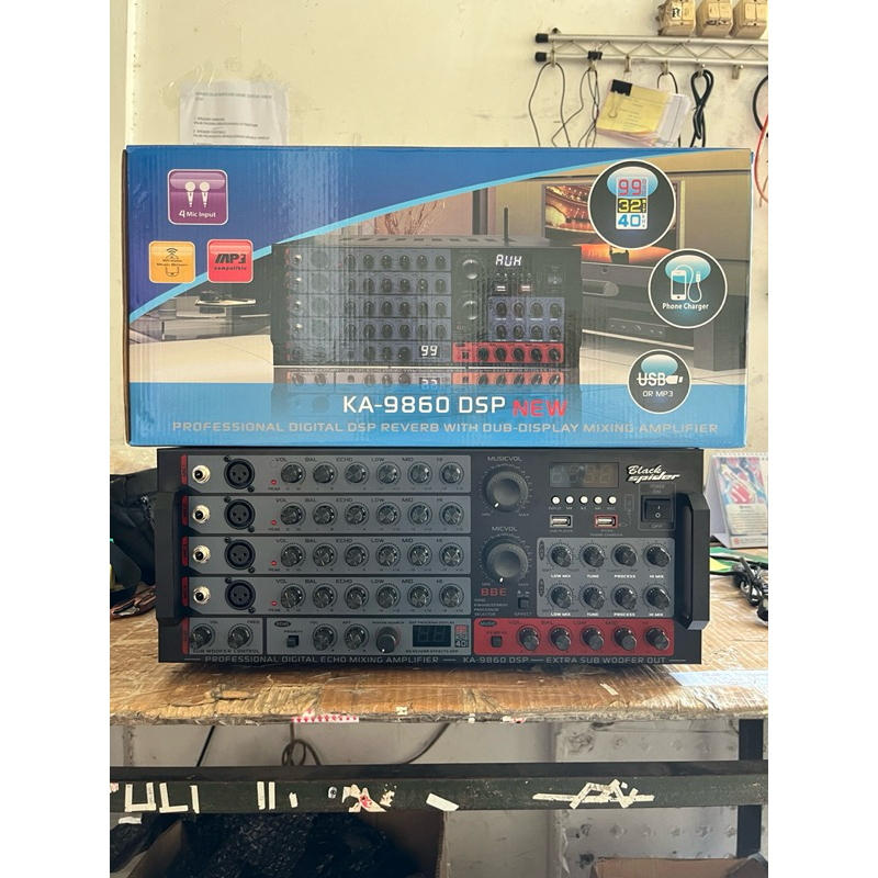 POWER AMPLI MIXER AMPLIFIER BLACK SPIDER KA9860 DSP KA 9860 KA-9860 5 Chanel ORIGINAL USB MP3 BLUETO