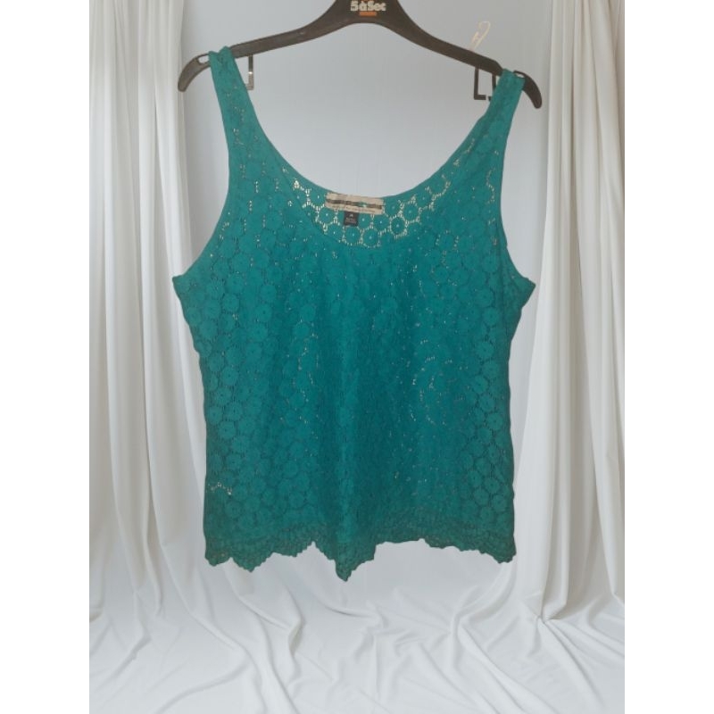 zara crochet lace tanktop croptop broukat hijau