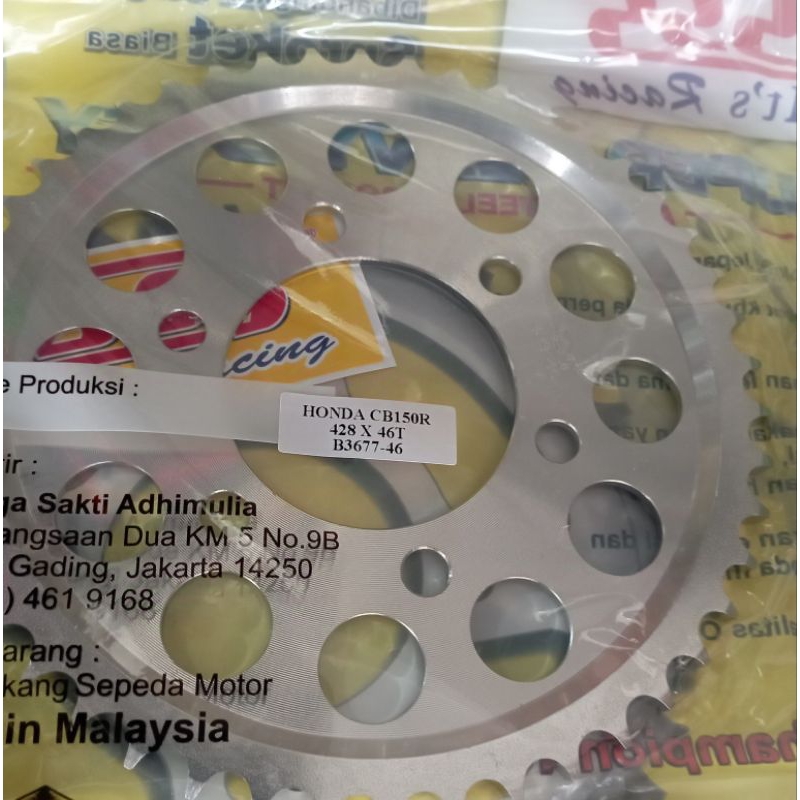 Gear SSS tebal Cb150r 428-46 6 hole gigi tarik sss gear sss original