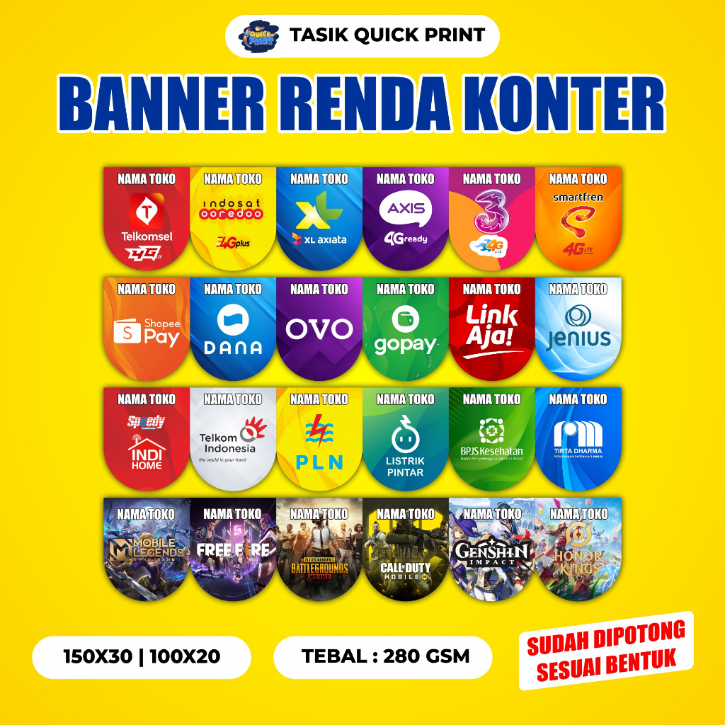 BANNER KONTER RENDA HIASAN 310GSM/ SPANDUK RENDA HIASAN GANTUNG NEW DESIGN