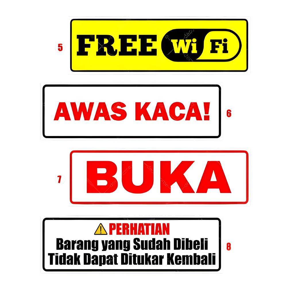 

Akrilik Kasir Waterproof free wifi awas kaca