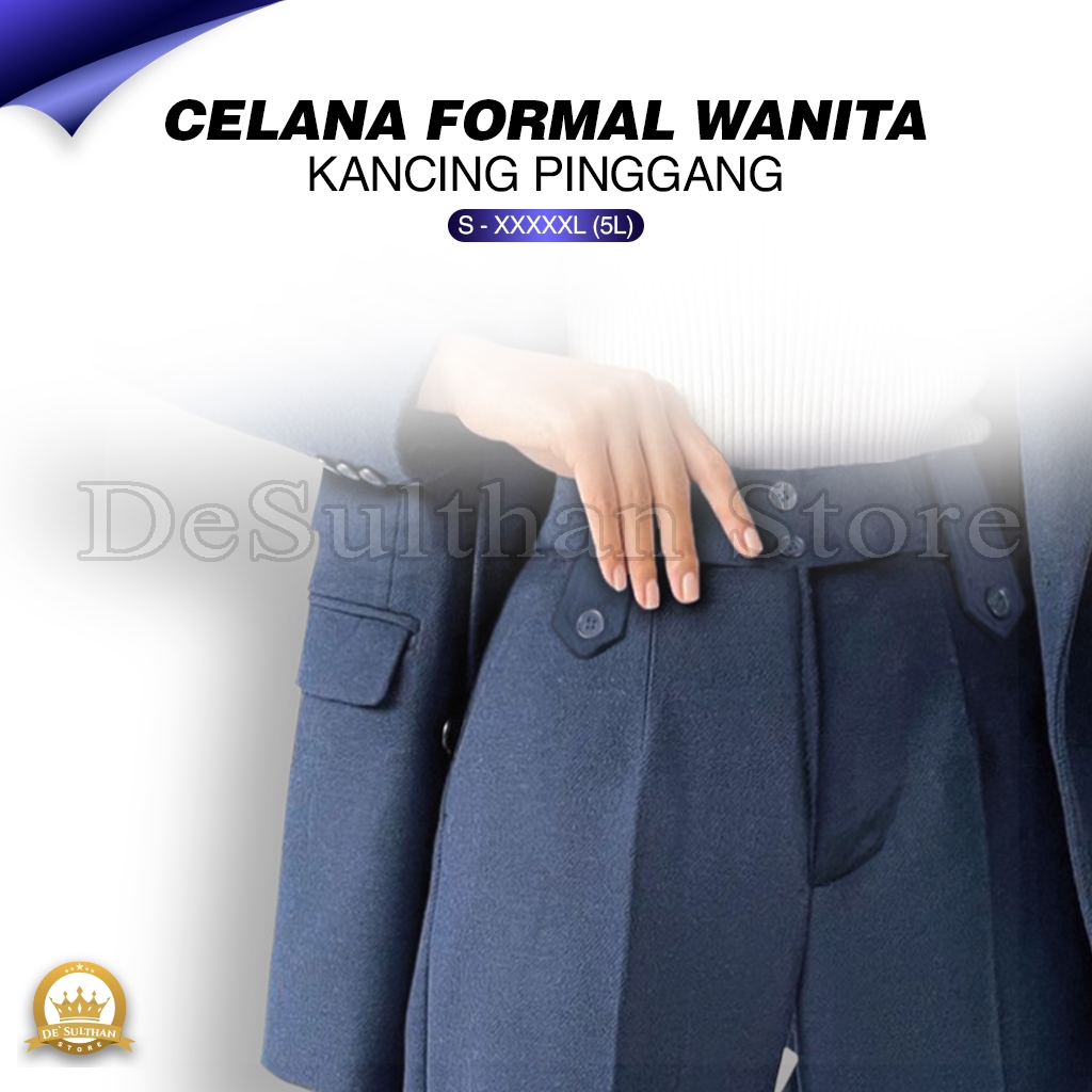 Celana Panjang Wanita Polos Saku Pakaian Kerja Formal Kantoran Clana Bahan Cewek Kantor Dewasa Anak 