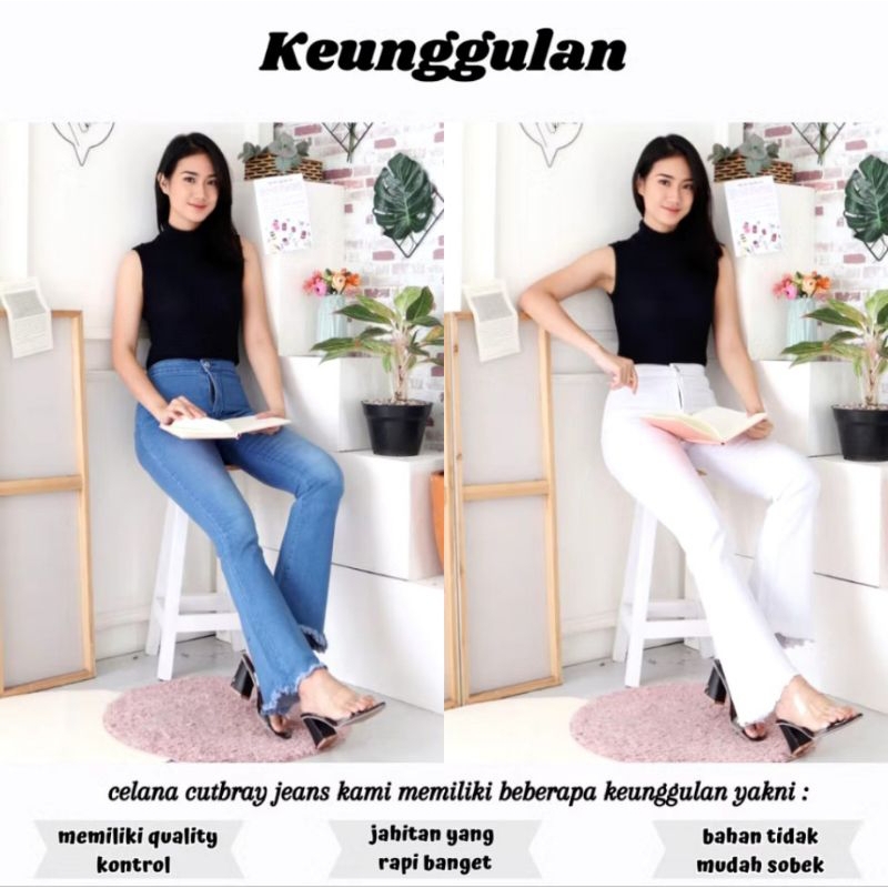 Celana cutbray wanita Celana wanita dewasa Bawahan celana cutbray levis