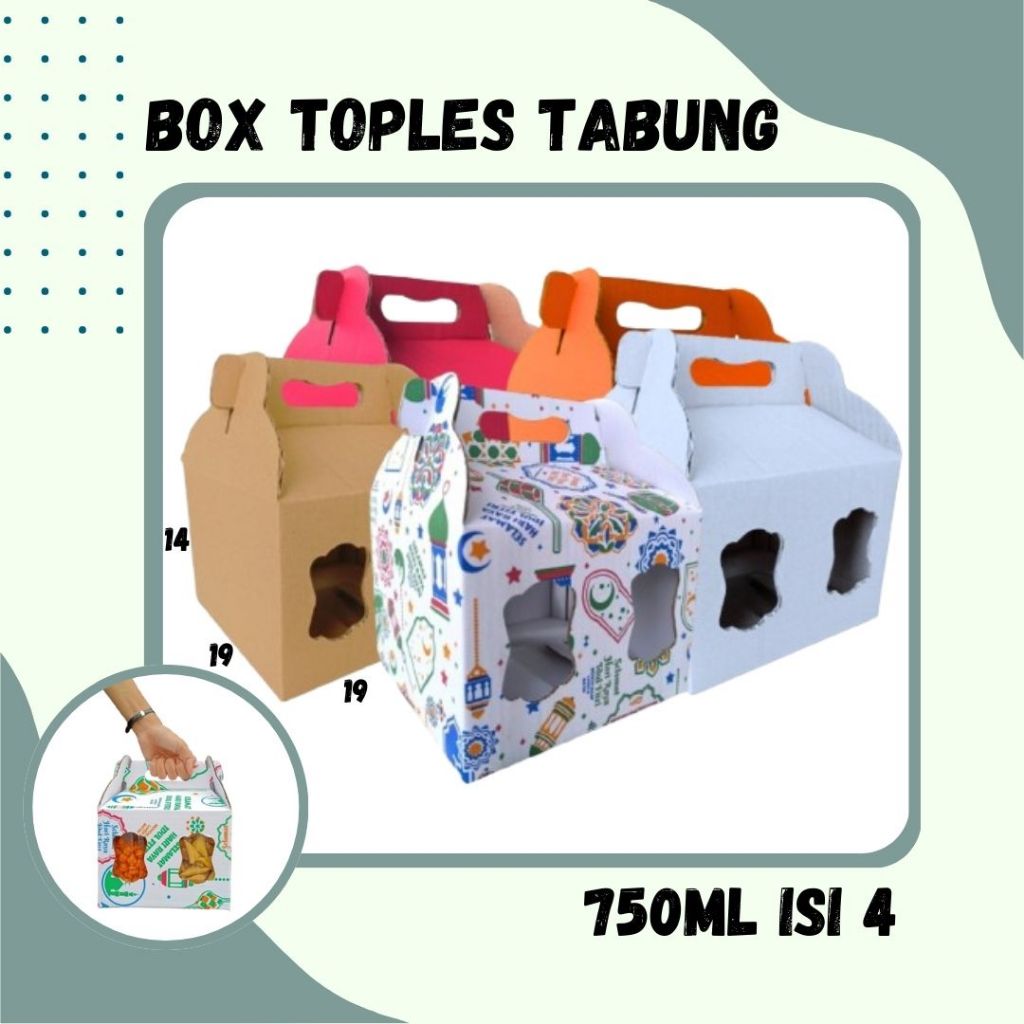 

Box Kuker jar 19x19x14 Toples Jar 750ml isi 4 Jinjing Gable Box Jar Kue Kering Gable Box Serbaguna Botol Dus Kue Kering Kemasan Madu Souvenir