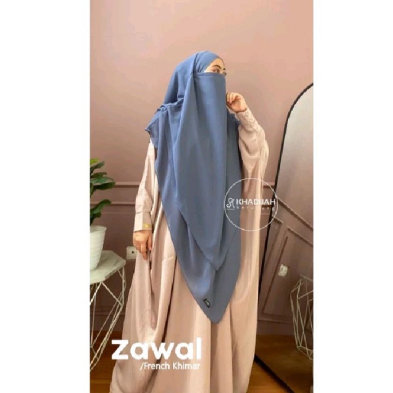 Jilbab French Khimar bahan Cerutty Babydoll free cadar Zawal by Khadijah kerudung