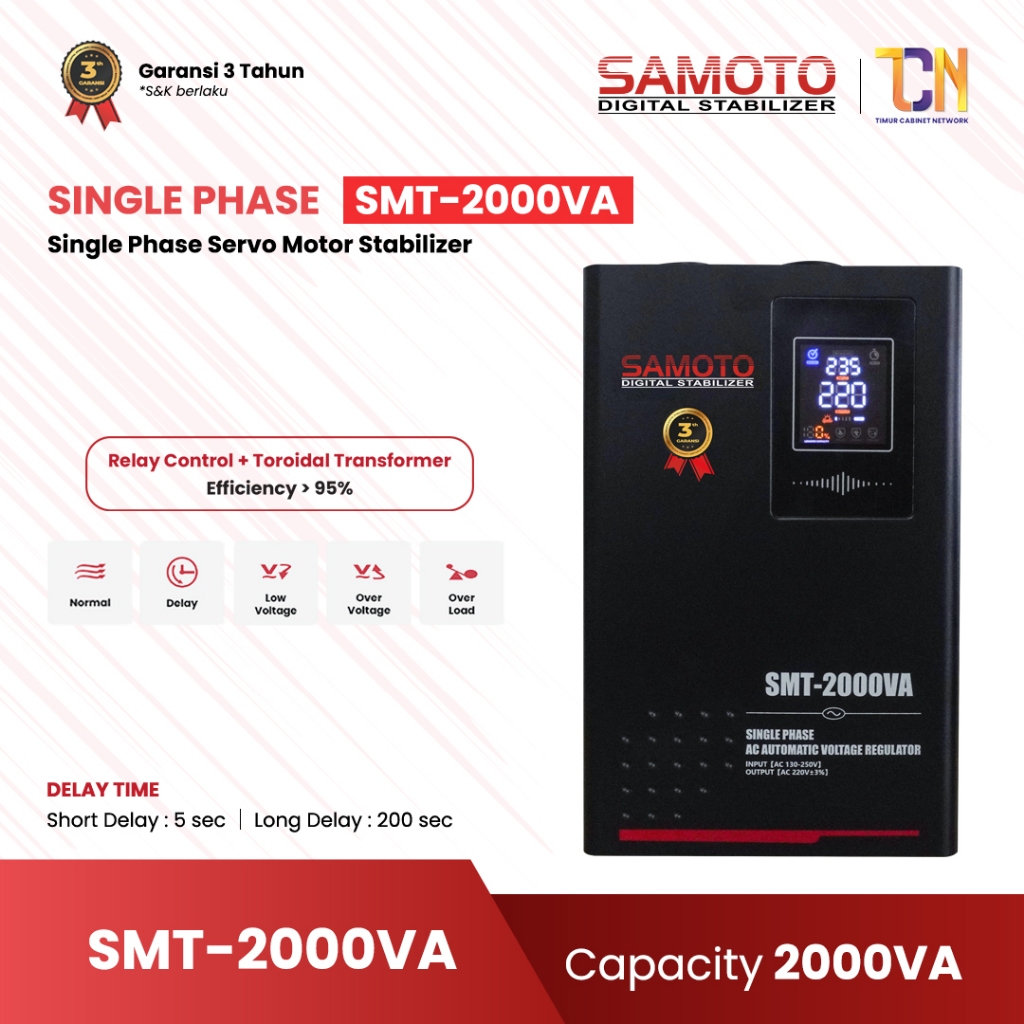 SAMOTO Stabilizer 2000VA Stavolt Single Phase Stavolt SMT2000VA Stabiliser SMT