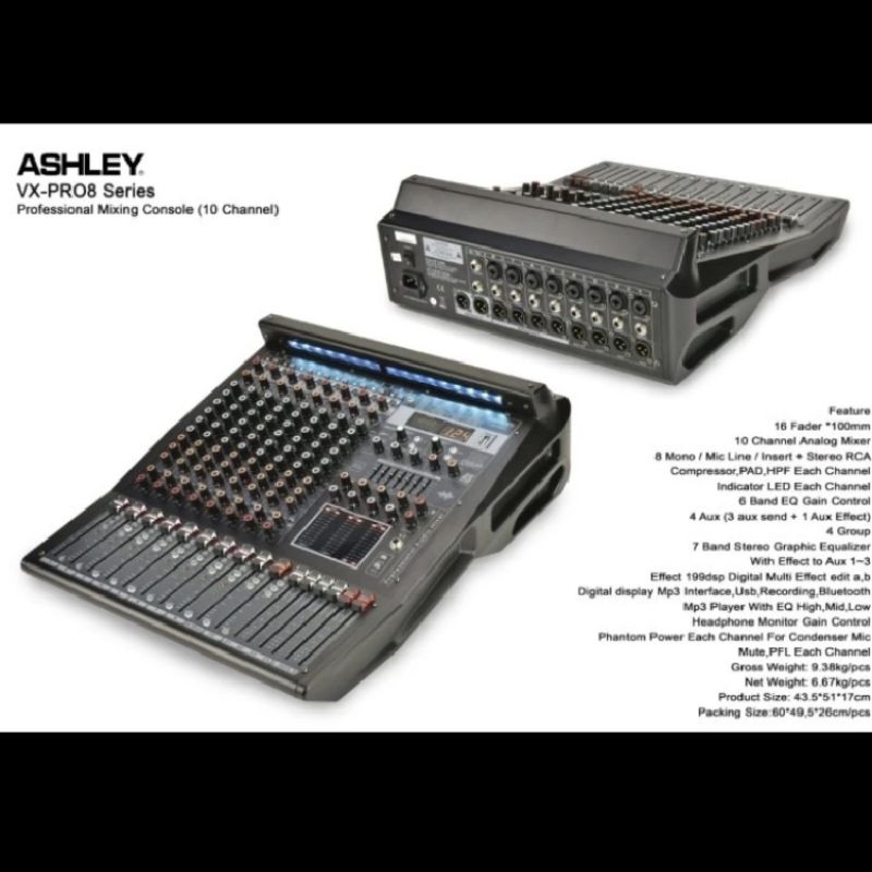 Mixer Ashley VX PRO8 8Ch original VX-PRO8