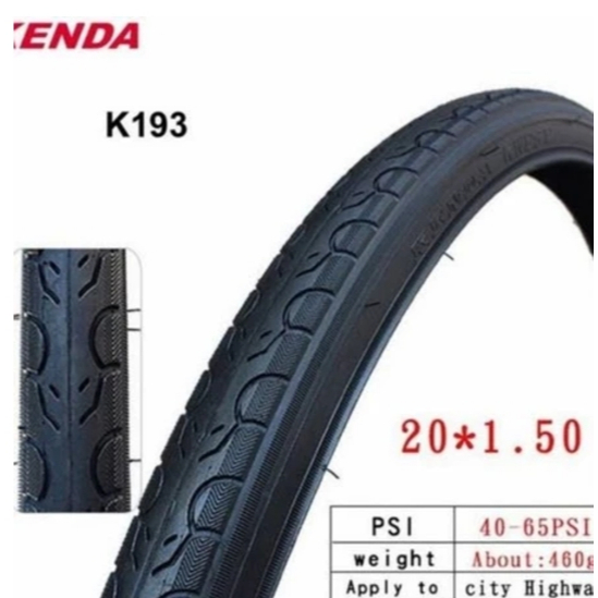 BAN LUAR 20 X 1.50 KENDA KWEST HITAM DAN REFLEKTOR / BAN LUAR REFLEKTIF LIST PUTIH - HITAM
