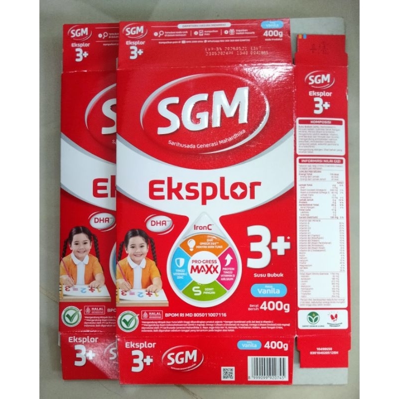 Kardus bekas susu SGM 3+ 400 gr