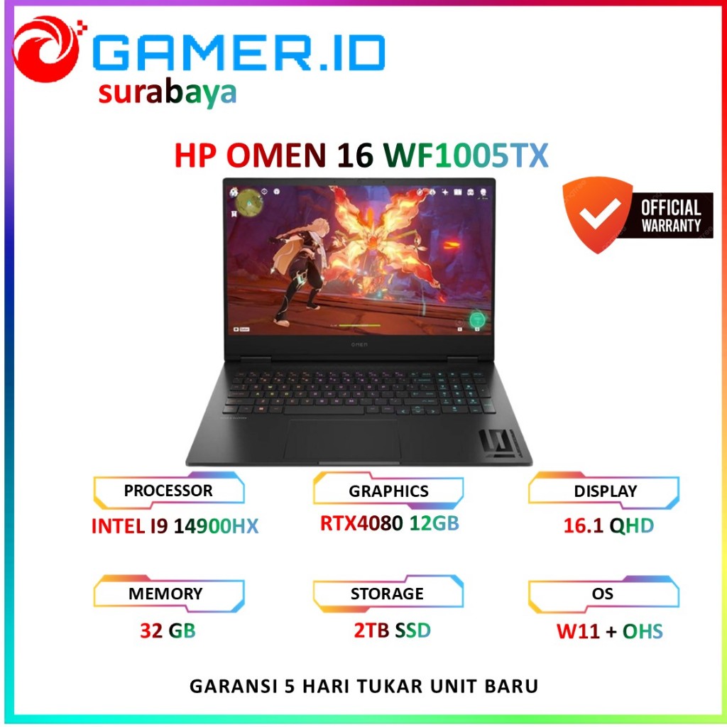 LAPTOP HP OMEN 16 I9 14900HX RTX4080 - 12GB / 32GB 2TB 16.1QHD 240HZ