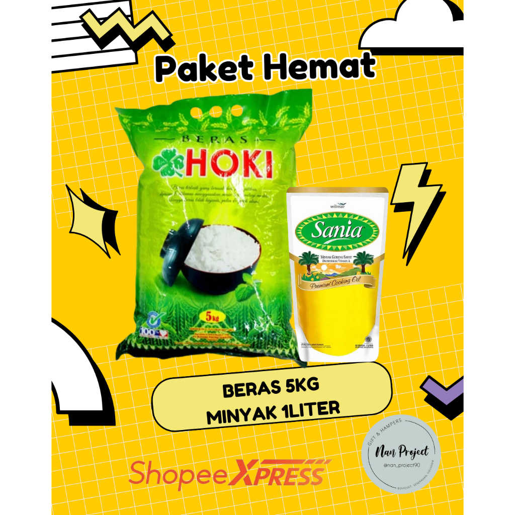 

Paket Sembako Beras 5 Kg dan Minyak 1 L (Merk Beras PASTI pake Hoki/TopiKoki/Sania)